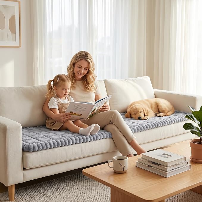 Fixwal Waterproof Flannel Dog Couch Cover, 27.6" x 88", Light Gray | Integrated TPU Barrier, Non-Slip Backing, Machine Washable, Pet Friendly, Easy Clean Pet Hair, Soft Sofa Cushion Protector - Image 9