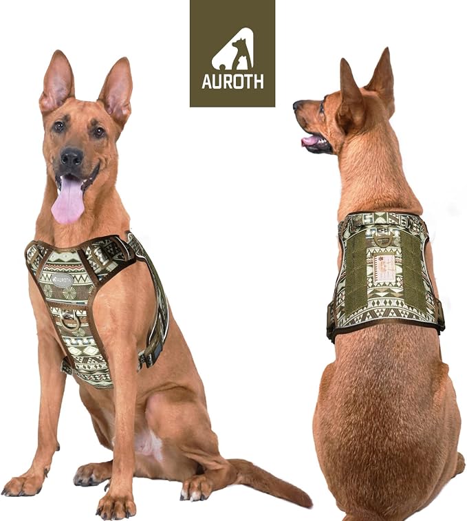 AUROTH Tactical Dog Harness for Large Dogs, Heavy Duty No Pull Pet Vest | Easy Control Handle, Adjustable, Reflective, Military K9, for Doberman Husky Walking Hunting Hiking, Bohemia Green, X-Large - Image 2
