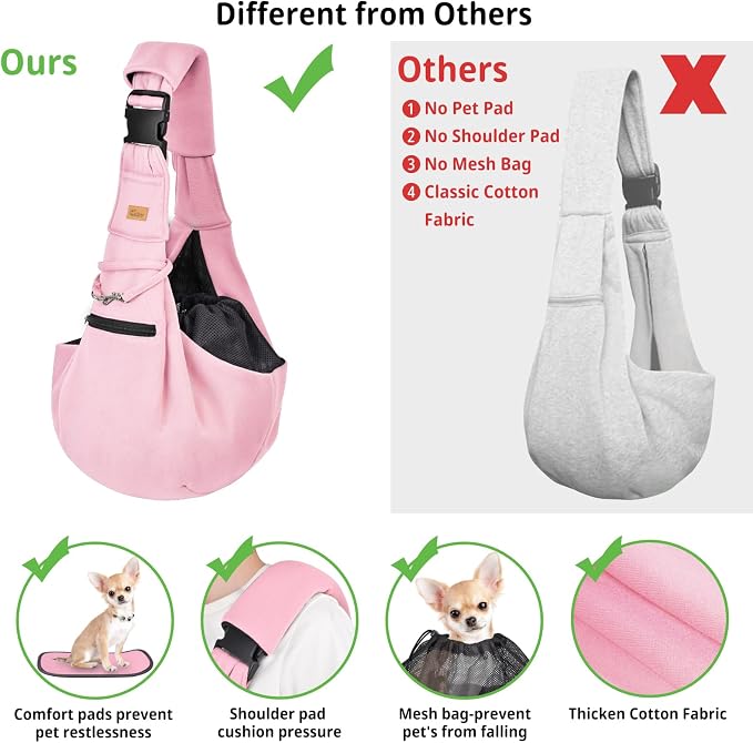 CUBY Dog and Cat Sling Carrier - Hands Free Reversible Pet Papoose Bag - Soft Pouch and Tote Design - Suitable for Puppy, Small Dogs Cats Outdoor - Image 2