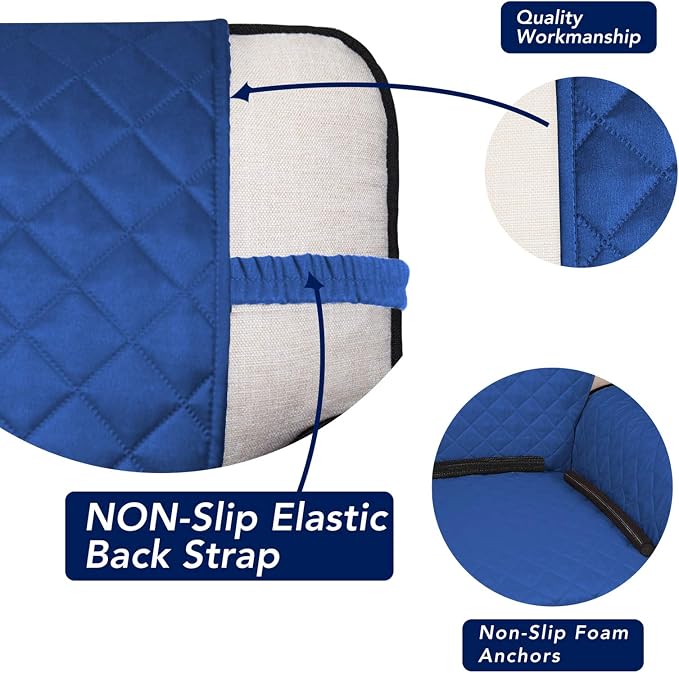 PureFit Reversible Quilted Couch Covers for Dogs Sofa Cover 4 Seater 88" | Classic Blue/Ivory, Water Resistant Couch Protector, Washable Pet Couch Cover with Non Slip and Elastic Straps For Kids - Image 3