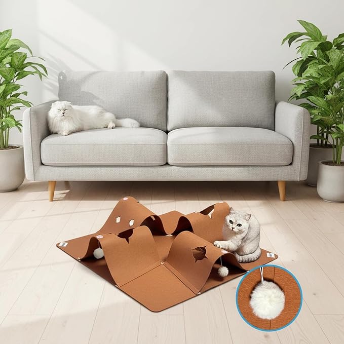 4-Way Cat Tunnels for Indoor Cats, Pet Interactive Toys with Plush Ball | 35.4" Multi-Entrance Cat Play Tunnel with Cozy Hideaway Space, Provides Enrichment, Exercise, Exploration & Interactive Play - Image 2