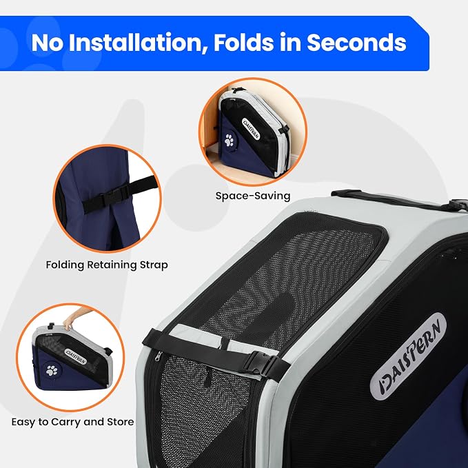 Collapsible Car Travel Crate for Small and Medium Dogs | 360° Air Flow, Heavy-Duty Metal Frame, Mesh Windows, Feeding/Comfort Access for Backseat - Image 3