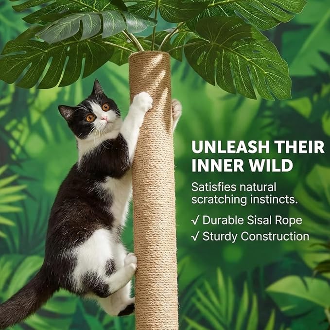 LEMONDA 31.5Inch Cat Scratching Post,Cat Scratcher Tree with 3 Scratching Poles & 2 Interactive Dangling Balls,Cats Scratching Posts for Indoor Kitten & Adult Cats | Cat Scratcher Tree, Cat Scratching Posts,3 Scratching Poles,2 Interactive Dangling Bal... - Image 4
