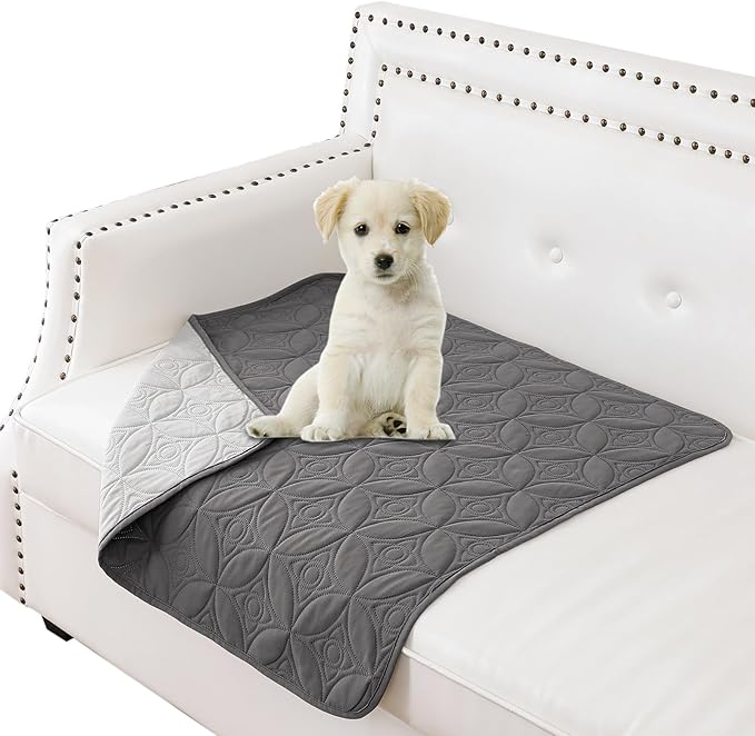 Waterproof Couch Cover for Dogs - Washable Pets Furniture Protector | TPU Leak-Proof Liner, Lightweight & Reversible, Fits Chair, Sofa, Bed, 30" x 30" , Lightgrey/Darkgrey by TuffeelHome