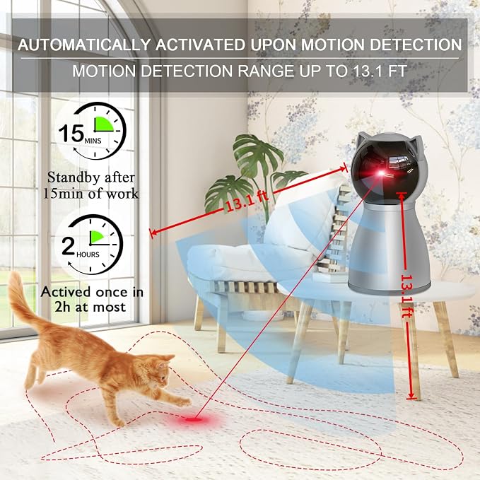 YVE LIFE Laser Cat Toys for Indoor Cats,The 4th Generation Real Random Trajectory Motion Activated Rechargeable Automatic Cat Laser Toy,Interactive Cat Toys for Bored Indoor Cats/Kittens (Gray) - Image 3
