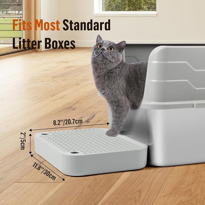 Cat Litter Box Step with Filter Function, Non-Slip Cat Step, Light Grey | Double Layer Litter Box Ramp for Kitten & Elderly Cats, Litter Catcher for Automatic Cat Litter Box, Easy to Clean - Image 2