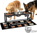 Extra Large Elevated Dog Bowls, 4 Adjustable Height with Three 101oz/3000ml Large Stainless Steel Bowls and Splash pad, Raised Dog Bowl Stand for Large and Extra Large Breeds by ADENGL