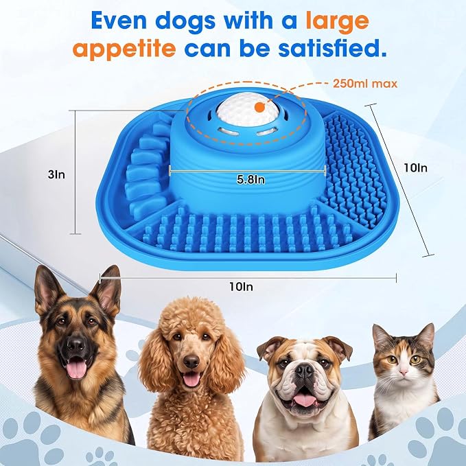 3-in-1 Dog Slow Feeder Bowl, 10in Large Non-Slip Slow Feed Dog Bowl with Removable Design, Food-Grade Silicone Puzzle Slow Feeder for Dogs & Cats, Helps Prevent Bloating and Indigestion（10 Inch） - Image 6