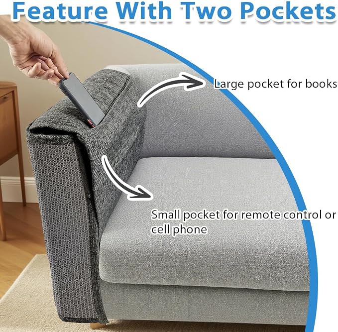 NATUYA Cat Scratch Furniture Couch Protector - Large Sisal Cat Scratching Pad Sofa Corner Arm Shield, Cat Scratcher for Sofa (All Gray, Left) - Image 5