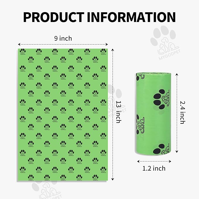 Dog Poop Bags Rolls 300 Count Biodegradable Poop Bags Refills for Dog and Cat Ocean Soap Scented Waste Bag Leak Proof Doggie Poop Bag Doggy Trash Bag Green - Image 2
