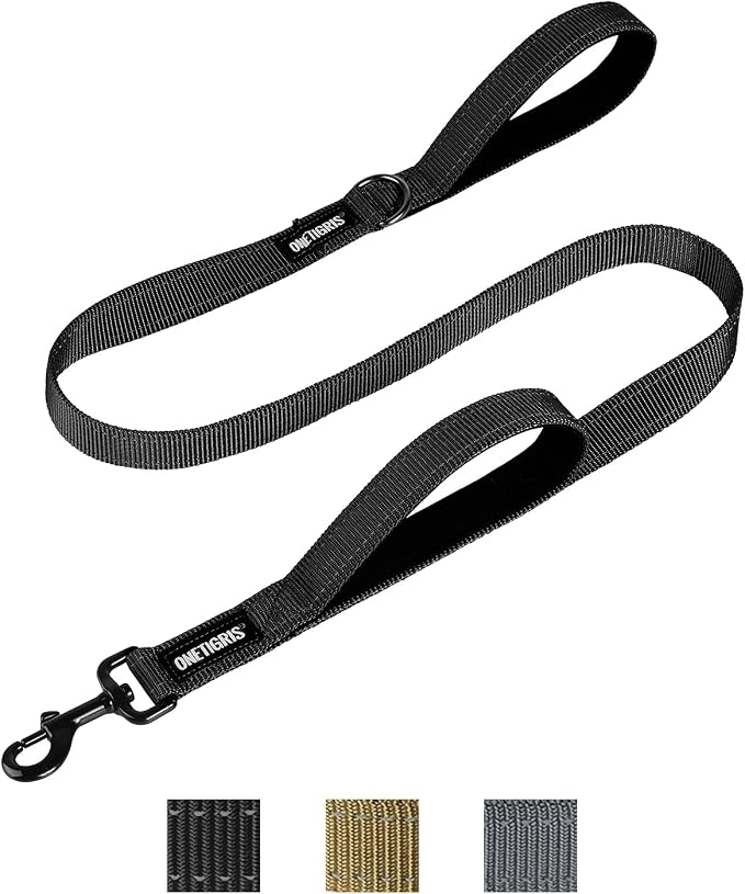 OneTigris No-Pull Dog Leash with Handle for Medium Large Dogs (Black, 4FT) | Durable lead built for training & daily walks. Ideal drag line for strong pullers and large breeds like bully dogs. by OneTigris