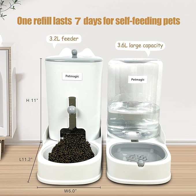 Gravity cat Feeder by Petmagic is a 3.6L Large-Capacity cat Food and Water Bowl Set. This Two-piece Set is Suitable for pet Feeding, Including Small and Medium-Sized Dogs, Kittens. - Image 5