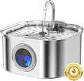 Stainless Steel Cat Water Fountain - 3.2L/108oz Cat Drinking Fountain | Quiet Cat Fountain for Indoor Cats and Small Dogs, Automatic Pet Water Dispenser Keeps Fresh Water by Vekonn