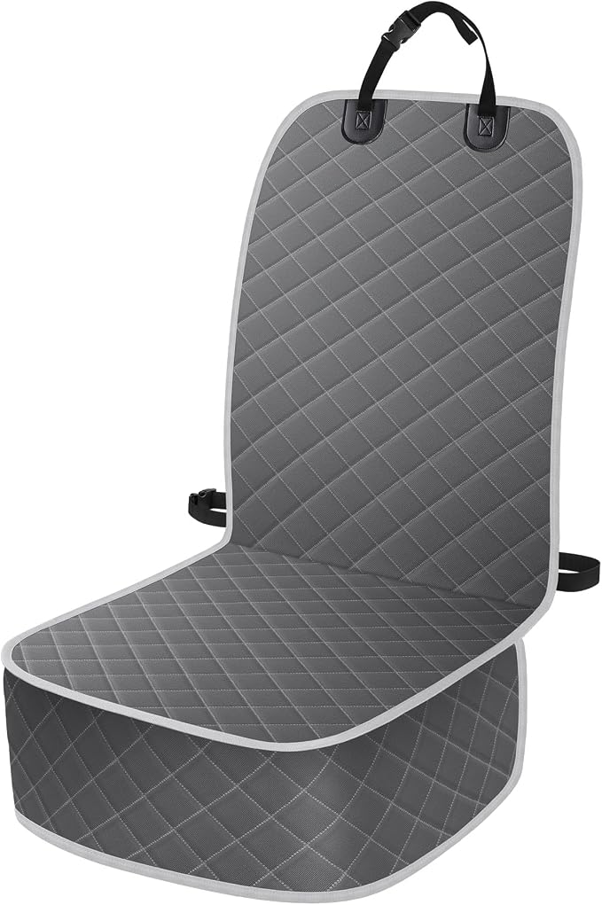ELONGRIVER Dog Car Seat Covers, Waterproof Front Seat Cover | Scratch-Proof, Nonslip Pet Passenger Seat Cover Protector, Universal Fit for Cars Trucks SUVs, Standard Size 1 Pack, Grey by ELONGRIVER