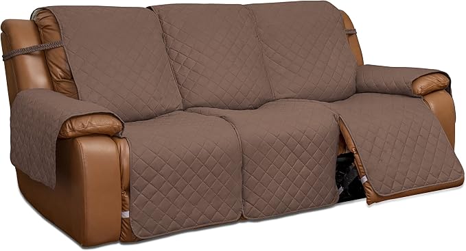 Easy-Going Recliner Sofa Cover, Reversible Couch Cover for 3 Seat Recliner, Split Sofa Cover for Each Seat, Furniture Protector with Elastic Straps for Kids, Dogs, Pets(3 Seater, Brown/Beige) | Washable Sofa Slipcover For Dogs, Sofa Cover For Recliner,... by Easy-Going