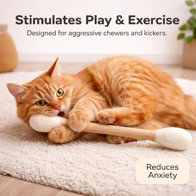 Glaciart One Giant Swab Cat Toy with Catnip 1 Pc (17 in / 42 cm) | Extra Long Durable Chew Toy for Large Cats, Aggressive Chewers & Small Dogs | Interactive, Catnip Filled for Play & Anxiety Relief - Image 4