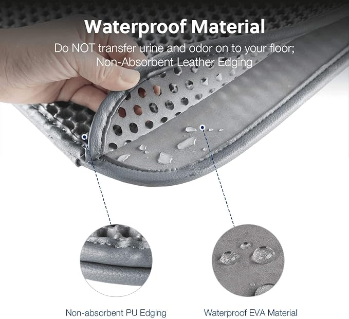 Cat Litter Mat, Kitty Litter Trapping Mat, Honeycomb Double Layer Mats, No Phthalate, Urine Waterproof, Easy Clean, Scatter Control, Catcher Litter Tray Box Rug Carpet - Image 3