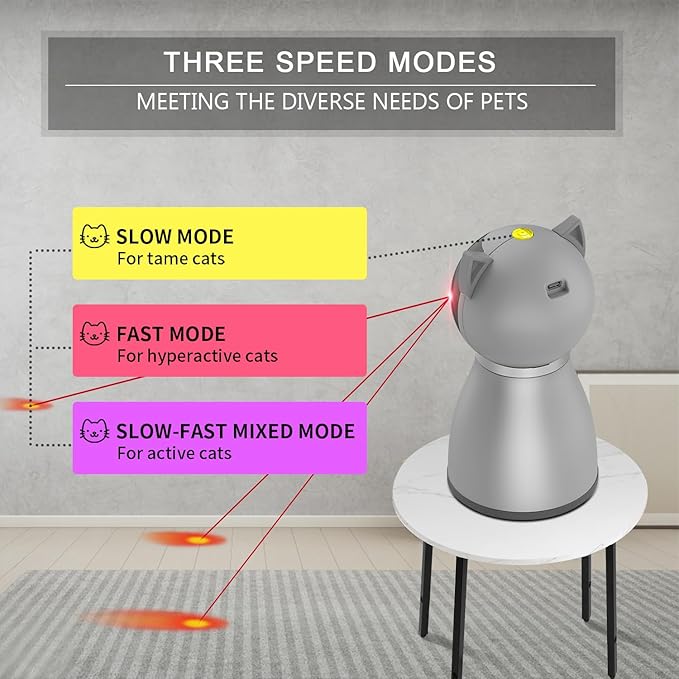 YVE LIFE Laser Cat Toys for Indoor Cats,The 4th Generation Real Random Trajectory Motion Activated Rechargeable Automatic Cat Laser Toy,Interactive Cat Toys for Bored Indoor Cats/Kittens (Gray) - Image 5