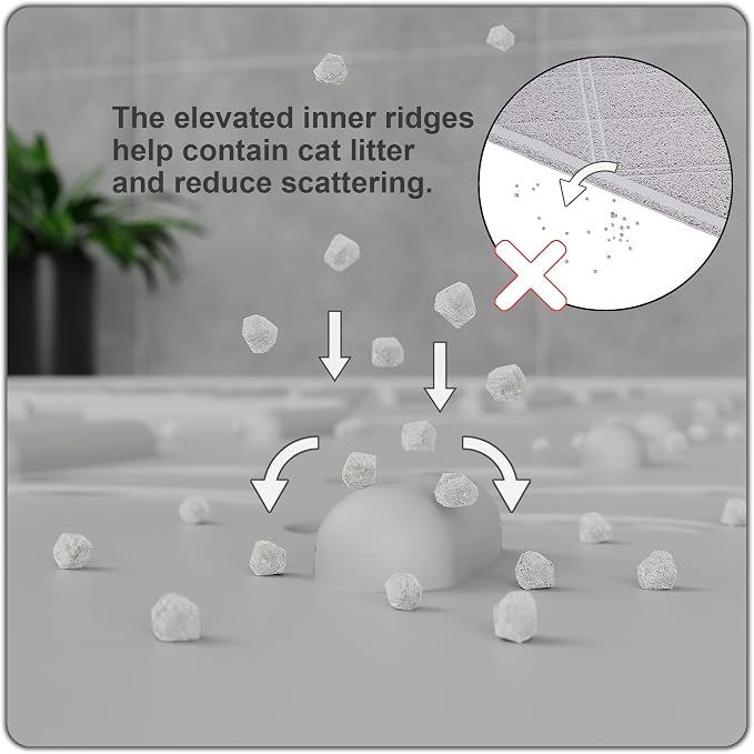 Cat Litter Mat, 23.5x16 Silicone Trapping Mat Ash Grey | for Kitty Litter Box, Easy Clean, BPA Free Rubber, Center Litter Collection, Easy Pour-Back, Waterproof, Odor-Resistant - Image 3