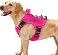Heavy-Duty Tactical Dog Harness for Large Dogs, No Pull Adjustable Reflective Pet Vest with Molle System, K9 Military-Grade Control for Service Training, Outdoor & 10+ Breeds, Hot Pink, Medium by Bruvoalon