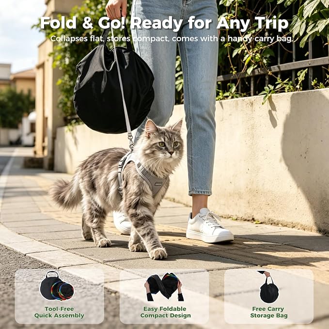PAWZ Road Outdoor Cat Tunnel Portable Catio 2 in 1 Cat Tent & Play Tunnel | Large Collapsible Cat Enclosure with Breathable Mesh offers Full Visibility; Folds Compact for Travel, Fits Cats & Small Pets - Image 8