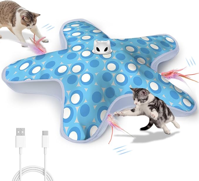 Interactive Cat Toys for Indoor Cats with Moving Concealed Feathers | Rechargeable Automatic Cat Toy, 3-Mode Touch Activated Kitten Toys, Hide and Seek Toy for Indoor Bored Adult Cats & Kittens by Unknown