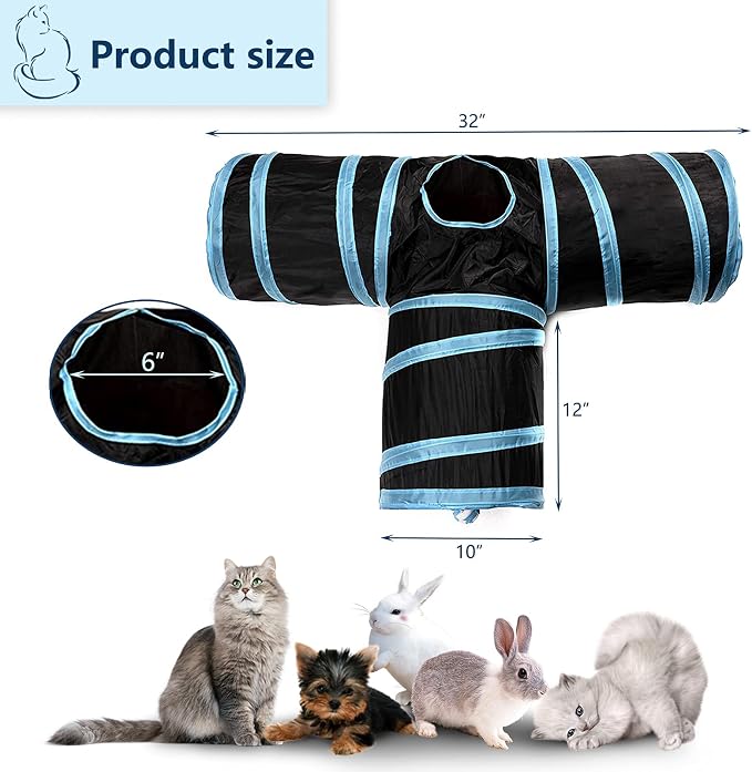 Cat Tunnel, Collapsible Tube with 1 Play Ball Kitty Toys, 3 Ways Cat Tunnels for Indoor Cats, Puppy, Kitty, Kitten, Rabbit - Image 3