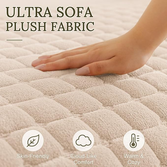 Smiry Velvet Couch Cover for Dogs, Non Slip Soft Sofa Protector for Pets | Washable Sofa Cover for Cats, Cozy Furniture Protector Against Pet Hair, Scratches, Fits Sectional Sofa(Apricot, 36"x82.7") - Image 4
