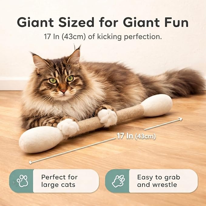 Glaciart One Giant Swab Cat Toy with Catnip 1 Pc (17 in / 42 cm) | Extra Long Durable Chew Toy for Large Cats, Aggressive Chewers & Small Dogs | Interactive, Catnip Filled for Play & Anxiety Relief - Image 2