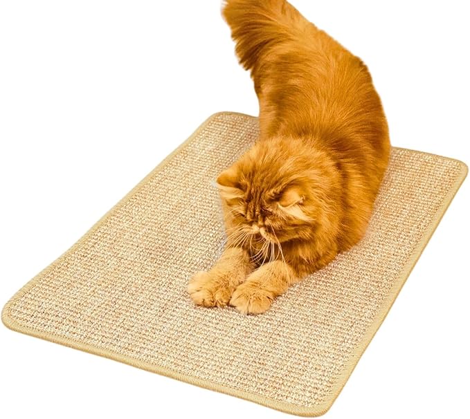 Cat Scratcher Mat, Sisal, Jute Border, Sofa & Floor Protector, 23.6x15.7in | pingping-go,1 Pack, Anti-Slip Latex Base, Wall Mountable, Indoor & Outdoor, Beige by Unknown