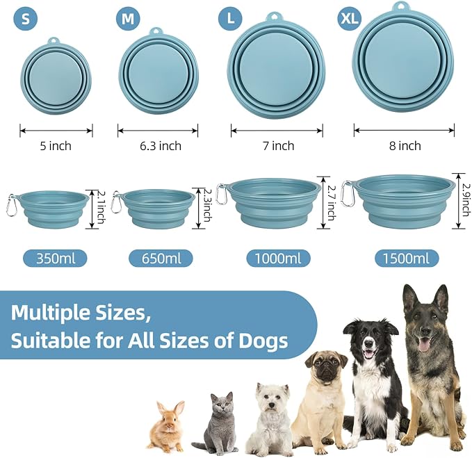 Kytely Collapsible Dog Bowls for Travel, 2Pack Dog Portable Water Bowl, Foldable Pet Food Bowl with Clasp, Pet Cat Feeding Cup Dish for Traveling, Walking, Hiking - Image 4