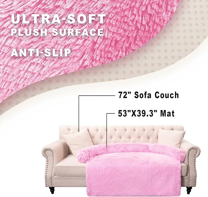 Luxurious Calming Dogs/Cats Bed Mats, Dog Pad Washable Removable Couch Cover, Plush Long Fur Mat for Pets, Waterproof Lining, Perfect for Small, Medium and Large Dogs and Cats (Pink, 53"x39") - Image 6