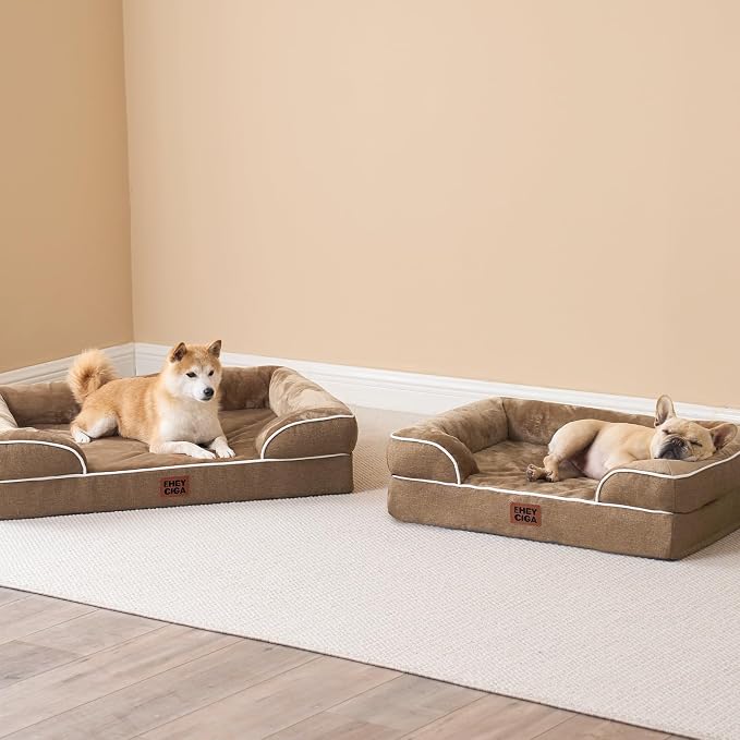 EHEYCIGA Orthopedic Dog Beds Large Sized Dog, Waterproof Washable Pet Bed | Non-Slip Bottom and Egg-Crate Memory Foam XL Dog Couch Bed with Washable Removable Cover, Camel, 41Inch - Image 8