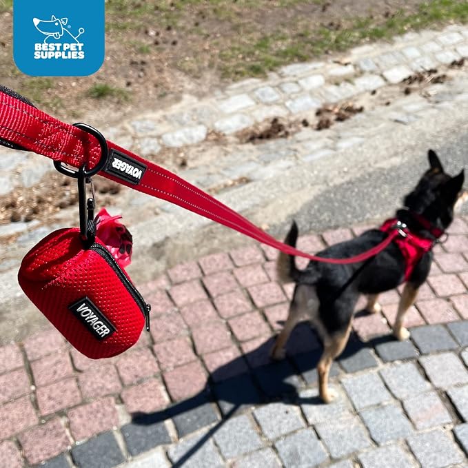 Best Pet Supplies Dog Poop Bag Holder Leash Attachment with 15 Bags, Fuchsia, Reusable Mesh Dispenser Pouch for Travel, Walking, Park, and Outdoor Use, Soft and Durable with Clip-On (Pack of 3) - Image 6