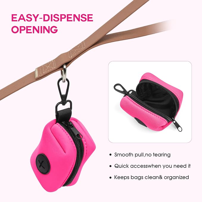Wolfone dog poop bag holder Dispenser 360° rotating clamp Peacock Pink | Secure Clip Design Durable & Odor-Free Universal Bag Fit Lightweight & Portable Stylish Color Options - Image 6