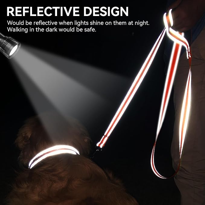 Joytale Reflective Dog Leash for Medium & Large Dogs, 4 FT x 1", Orange | Heavy Duty Nylon Webbing, Padded Handle for Comfort, Visible at Night, for Walking & Training - Image 4