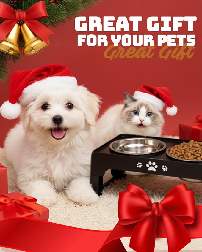 Jovrun Elevated Dog Bowls for Small Dogs and Cats, Non-Slip Cat Bowls with 2 Thick 5.5" Stainless Steel Dishes, Dog Feeder 2 Heights Adjustable to 2.6"-5.3" - Image 8