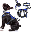 Pet Harness Collar and Leash Set, All-in-one Reflective Dog Harness No Pull with Adjustable Buckles for Puppies, Small, Medium, Large, and Extra-Large Dogs (Medium, Dark Blue) by WINSEE