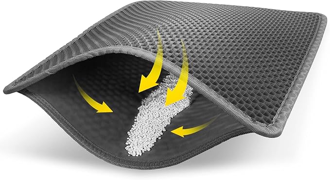 LeToo Cat Litter Mat Large 30 x 24 in No Phthalate Non-Slip Urineproof Grey | Premium EVA Sleeping Pad, Honeycomb Double Layer Design Kitty Scratcher, Litter Box Trapping Rug, Washable Vacuum Easy Clean by Unknown