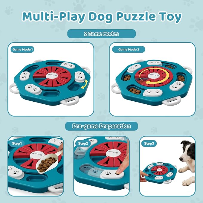 Dog Puzzle Toy for Smart Dogs, Interactive Dog Enrichment Toys,Level1(Blue) | For Small, Medium Dogs and Cats, Treat Dispensing, Mental Stimulation, to Keep Them Busy, Slow Feeder, IQ Training, Anti-slip - Image 4