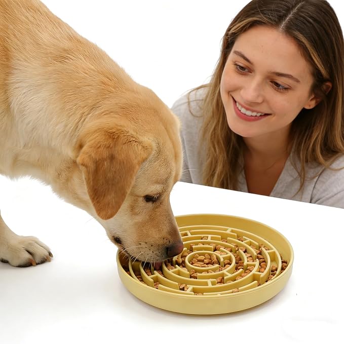 Silicone Slow Feeder Dog Bowls, with Non-Slip Suction Cups, Anti-Choking, Puppy Puzzle Bowl, Slows Down Eating Speed, Relieves Anxiety, Suitable for S&M Sized Dogs and Cats(Yellow - Image 7