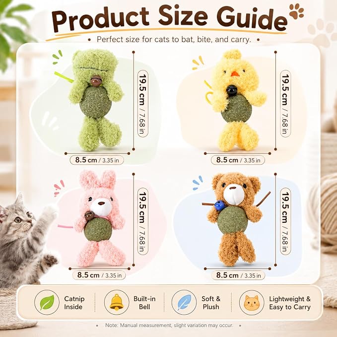 Cat Toys with Catnip Kitten Chew Bite Supplies Boredom Relief Fluffy Kitty Teeth Cleaning Chewing Cat Lovers Interactive Plush Gift (New Rabbit) - Image 4