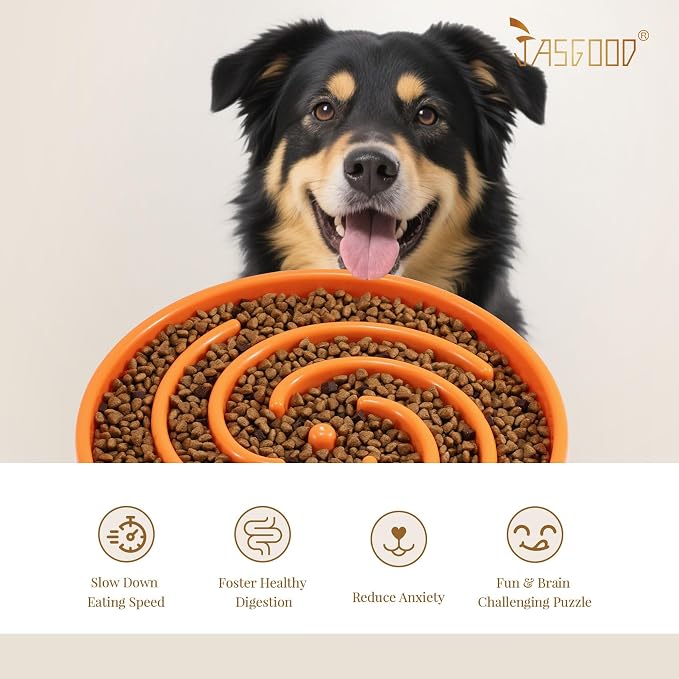 JASGOOD Slow Feeder Dog Bowl - Anti-Gulping, Prevents Bloat & Choking, Healthy Design for Large & Medium Dogs - Image 6