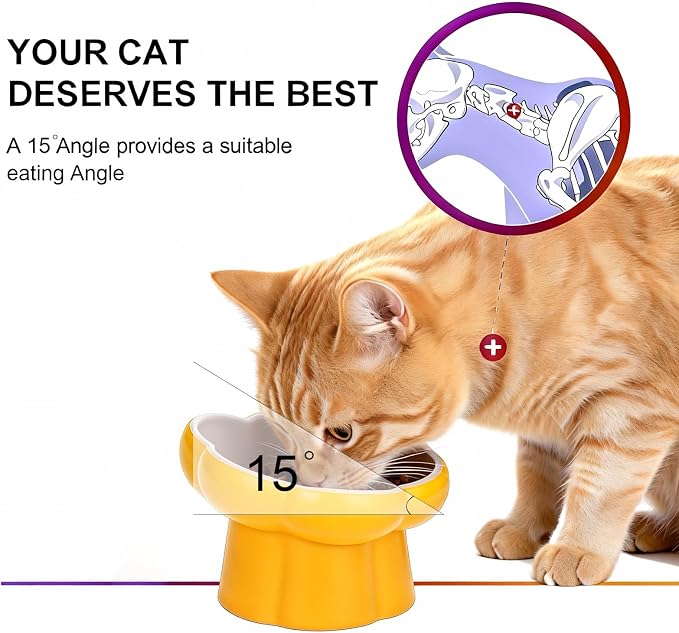 Ceramic Raised Slow Feeder Cat Bowl,Cat Slow Feeder, | Tilted Feeding Dish,Whisker-Friendly, Indoor Cats Food Bowl Small Dogs Slow Feeder for Dry and Wet Food - Image 6