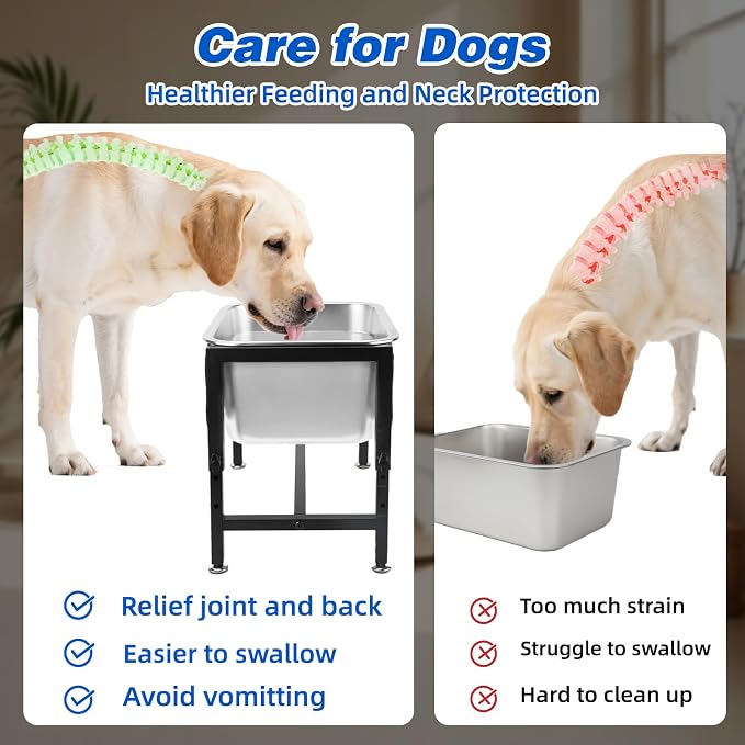 YUEPET Outdoor Elevated Dog Water Bowl, 3 Gallon Bowl for Large Dogs | 4 Heights Adjustable, 3 Gal Extra Large Stainless Steel Bowl, Raised Dog Water Bowl with Stand, Food and Water Use - Image 5