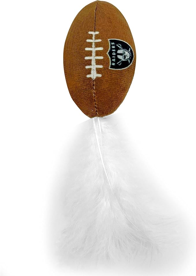 BEST PLUSH CAT TOY - NFL LAS VEGAS RAIDERS Complete Set of 3 piece Cat Toys filled with Fresh Catnip. Includes: 1 Helmet Cat Toy, 1 Football Cat Toy with Feathers & 1 Beer Bottle. Beautiful Team LOGOS - Image 4