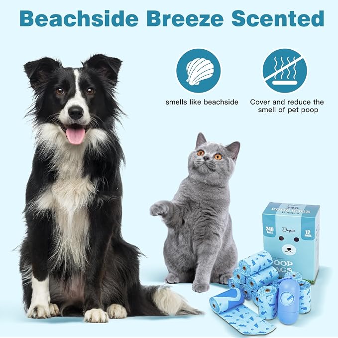 Joyeux 240 Count Ocean Scent Dog Poop Bags Rolls,with Dispenser,Leak-Proof Large Doggie,Extra Thick Poop Bag for Dogs,Cats Litter Bags,Blue Trash Bags for Doggy Pets Bolsa de Popo de Perro (Pack of 2) - Image 6