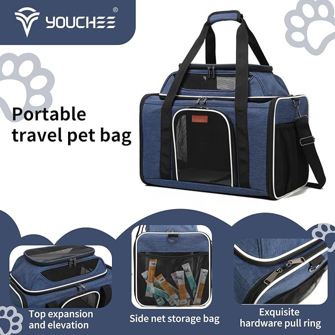 19" L x 12" W x 17" H Inches Cat, Dog Carrier for Pets Up to 25 Ibs, Washable，Soft Sided，Collapsible Travel Puppy Carrier. (Blue) - Image 6