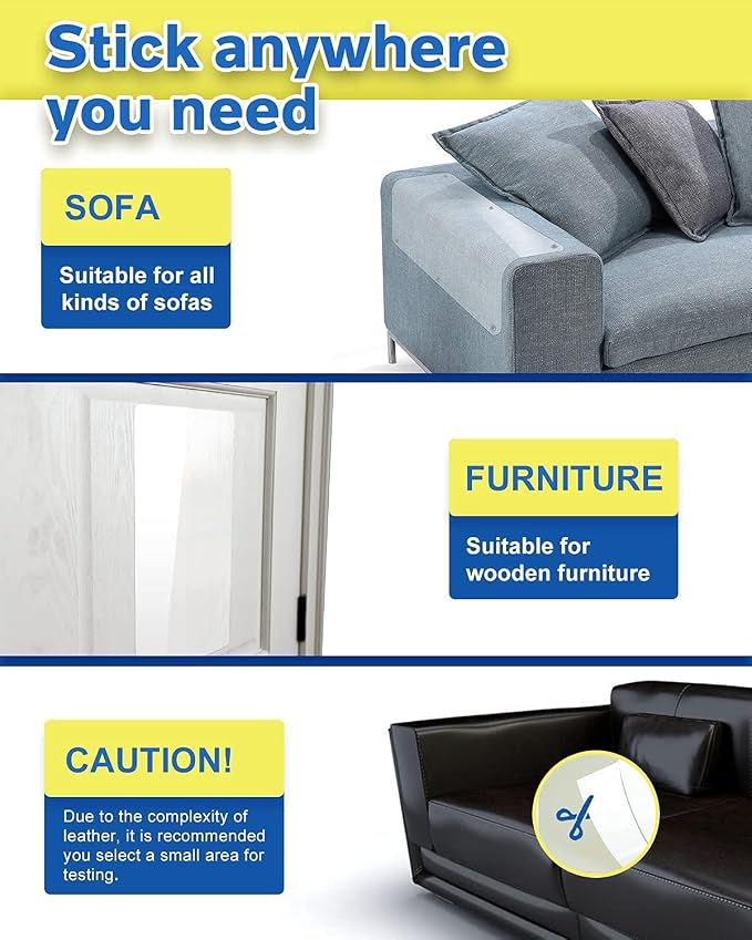10 PCS Cat Scratch Furniture Protector - Specially Designed for Leather Furniture, Cat Couch Protector Scratching Deterrent, Strong Adhesion, No Residue (16PCS) - Image 4
