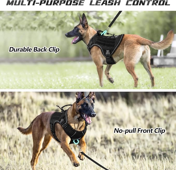 WINGOIN Black Tactical Dog Harness for Extra Large Dogs,No Pull Dog Harness | Heavy Duty with Handle,Adjustable Reflective,Military K9 Style,Big Size Dog Vest,for Great Danen,for Walking Running Hunting - Image 3